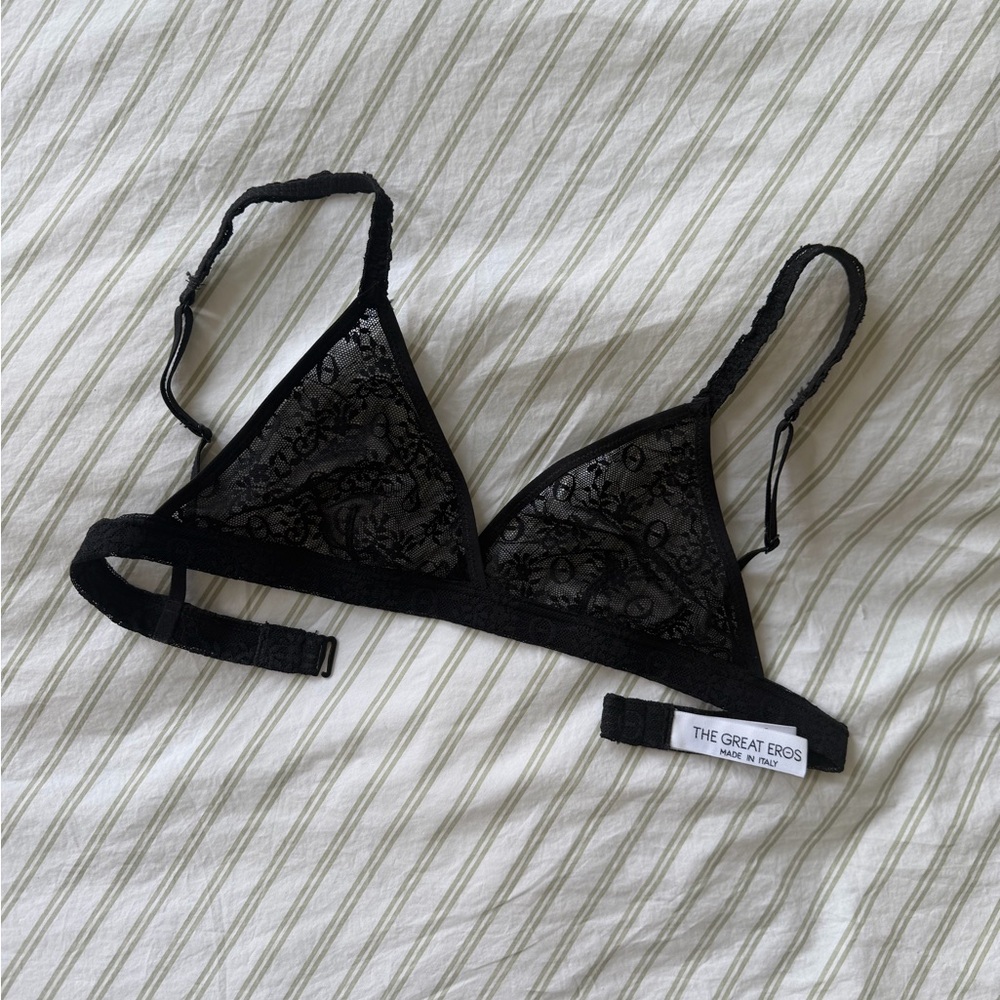 The Great Eros Black Lace Triangle Bralette